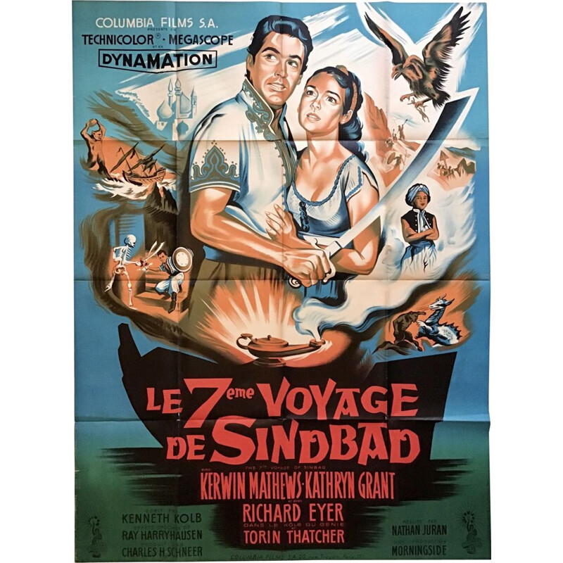 Original vintage French poster The 7th Journey of Sindbad, 1958