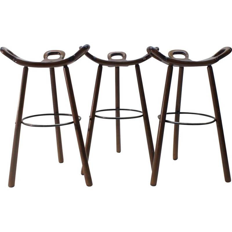 Set of 3 vintage Spanish Marbella Bar Stools