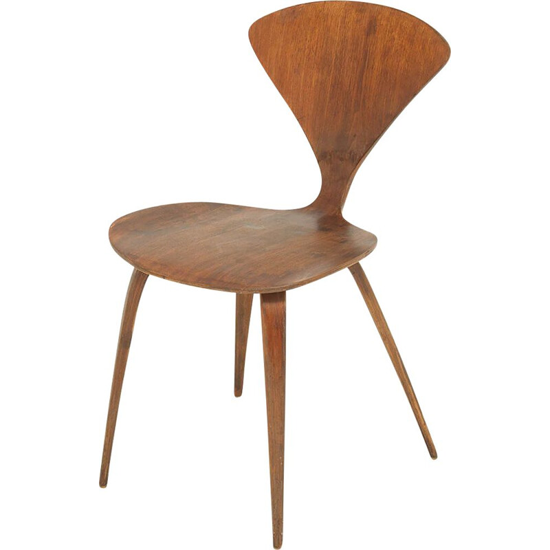 Norman Cherner vintage walnut chair by Plycraft