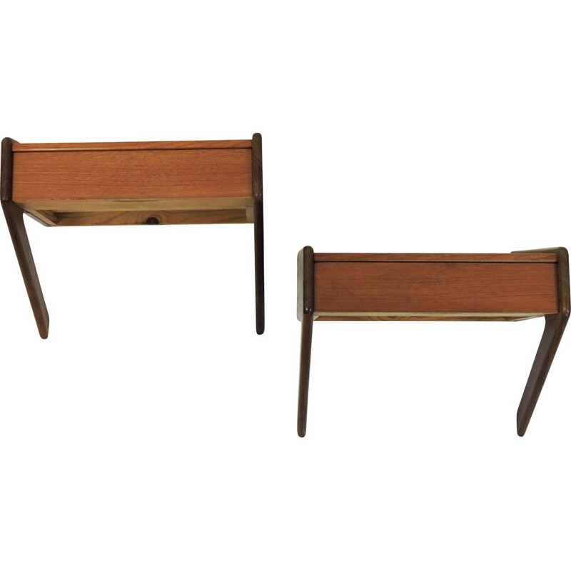 Mid-Century Danish Teak and Oak Night Stands from Ølholm Møbelfabrik, 1960s, Set of 2