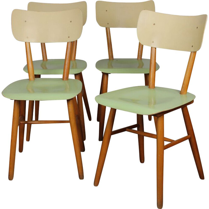 Set of 4 vintage chairs edited by Ton, 1960