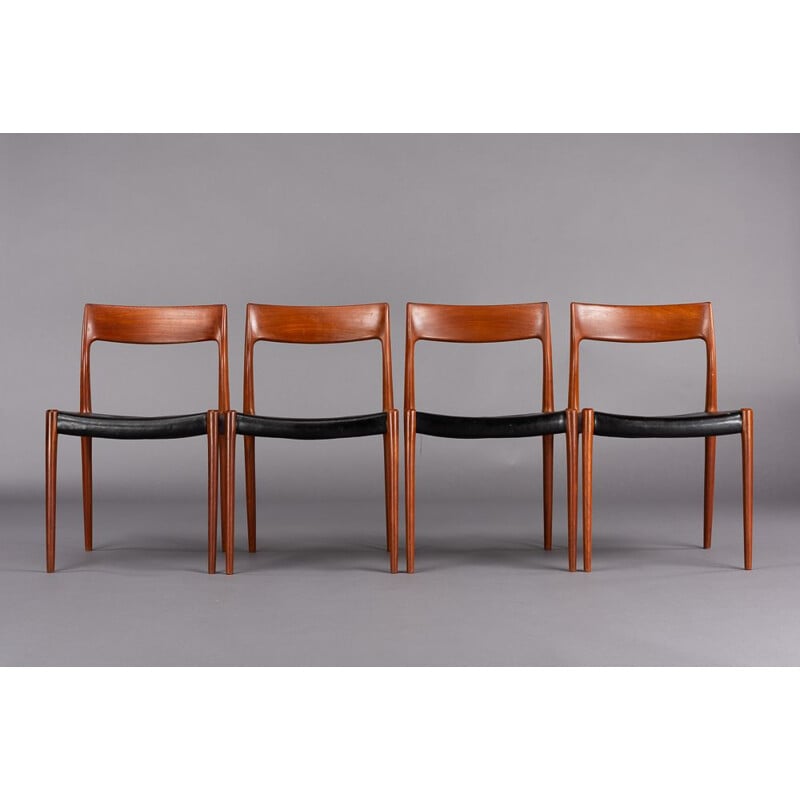 Danish mid-century dining chairs N.O. Moller  77, set of 4