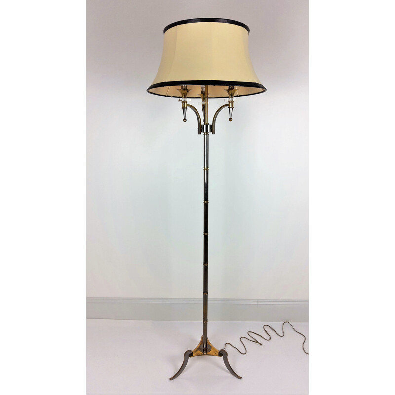 Lampadaire vintage en laiton par Maison Jansen 1950