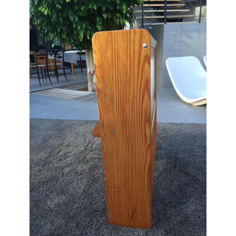 Vintage articulated children's desk with its integrated pine seat 1970