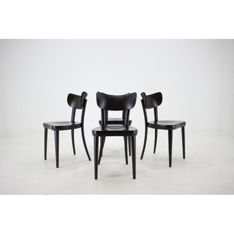 Ensemble de 4 chaises à repas vintage de Thon Thonet, 1960