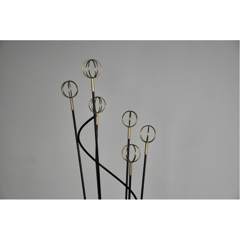 Vintage brass coat rack Geo Astrobale by Roger Feraud, 1950s