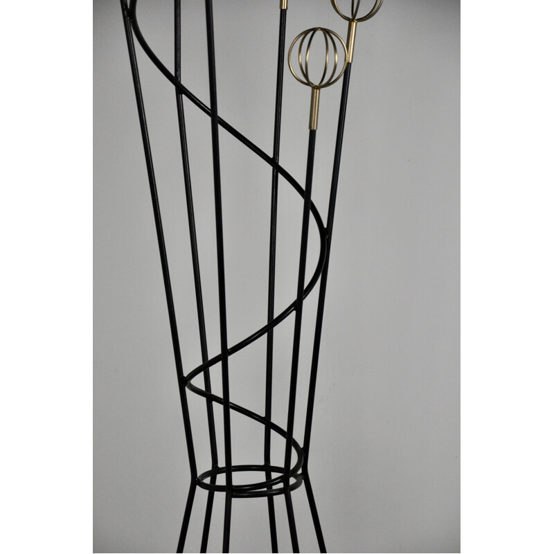 Vintage brass coat rack Geo Astrobale by Roger Feraud, 1950s