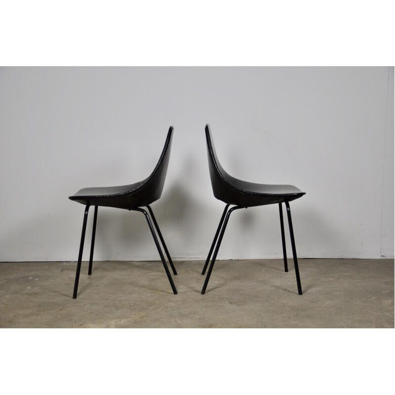 Pair of vintage chairs Tonneau by Pierre Guariche for Steiner, 1950s