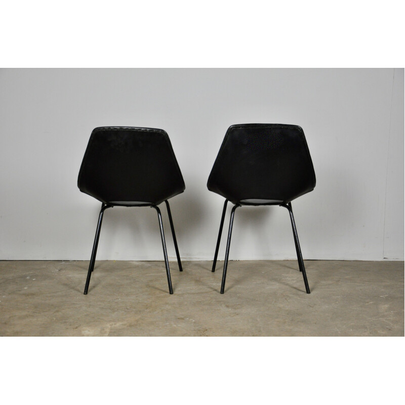 Pair of vintage chairs Tonneau by Pierre Guariche for Steiner, 1950s