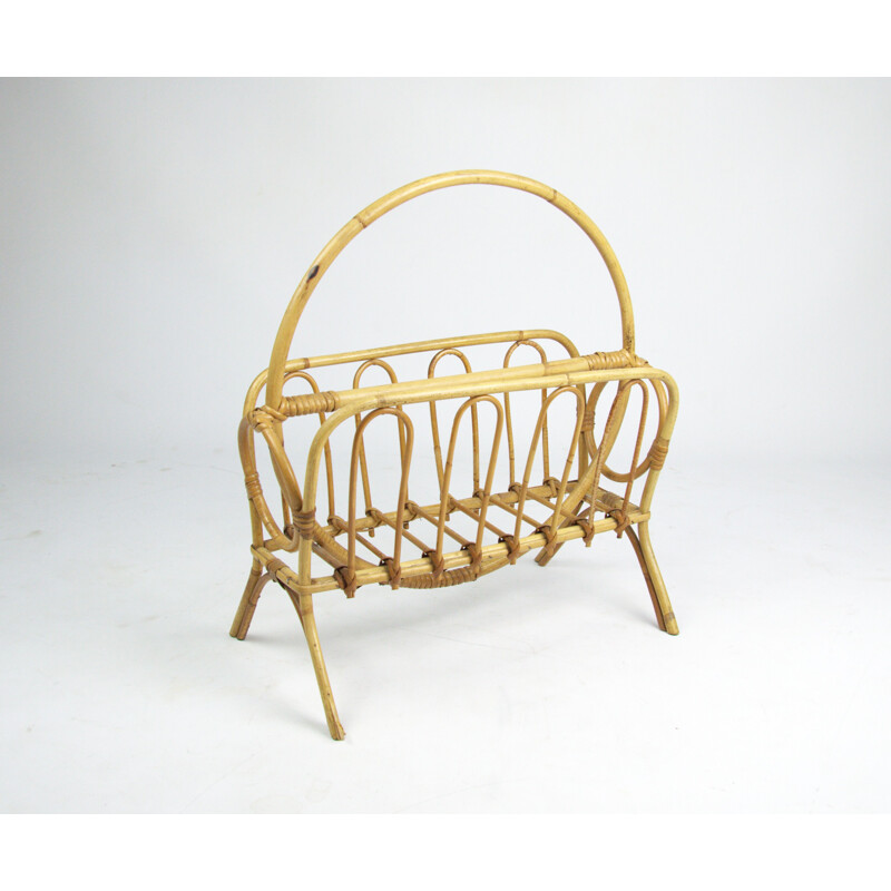 Bamboo vintage magazine rack, 1970s