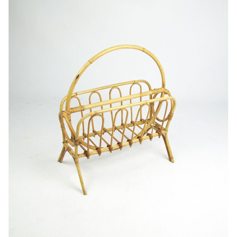 Bamboo vintage magazine rack, 1970s