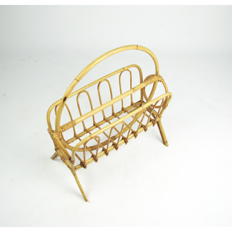 Bamboo vintage magazine rack, 1970s