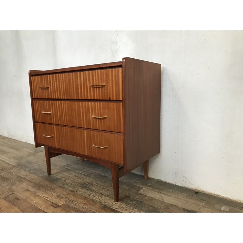 Teak and gilded brass chest of drawers, 1950