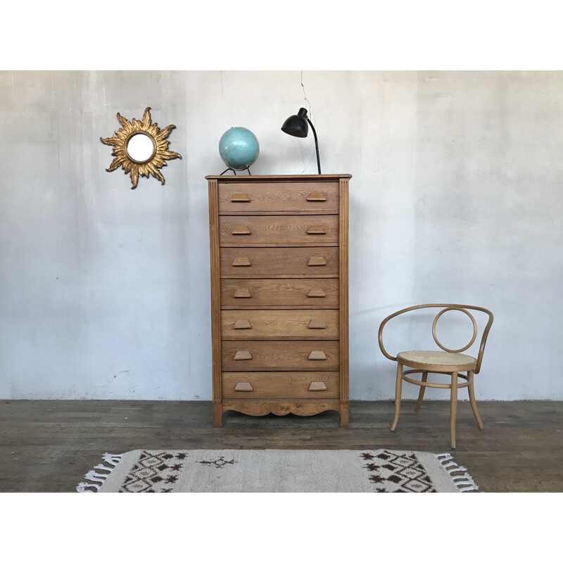 Vintage chest of drawers in light oak, 1930s