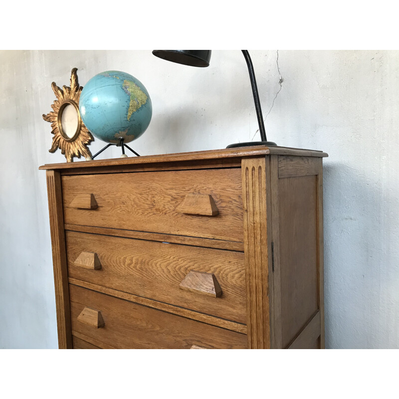 Vintage chest of drawers in light oak, 1930s