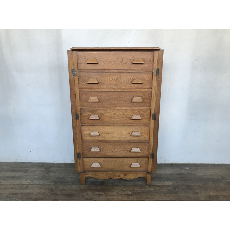 Vintage chest of drawers in light oak, 1930s