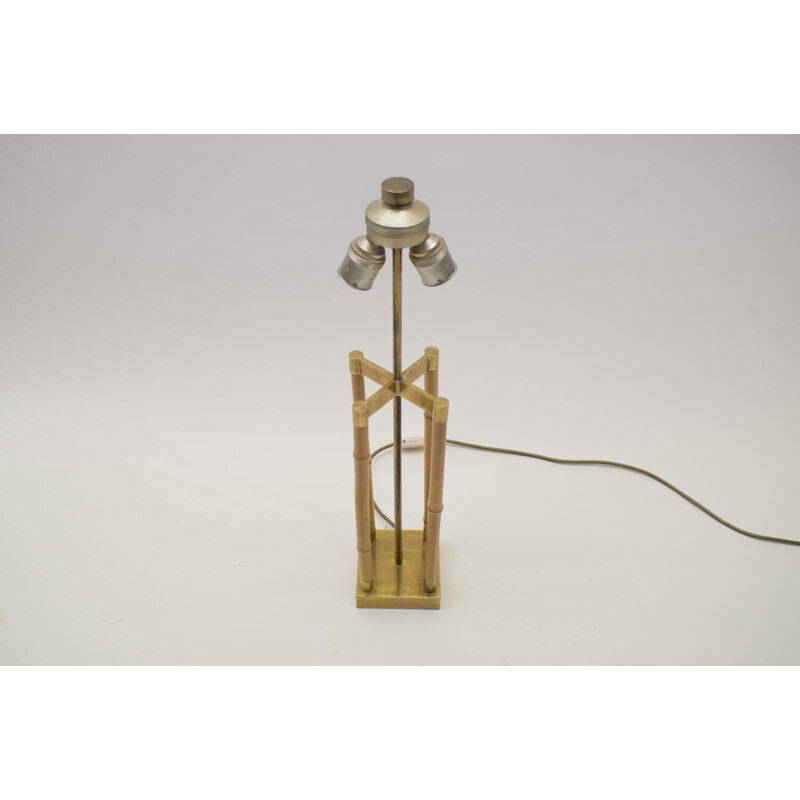 Bamboo & Brass Table Lamp in the style of Gabriella Crespi, Italy 1960s