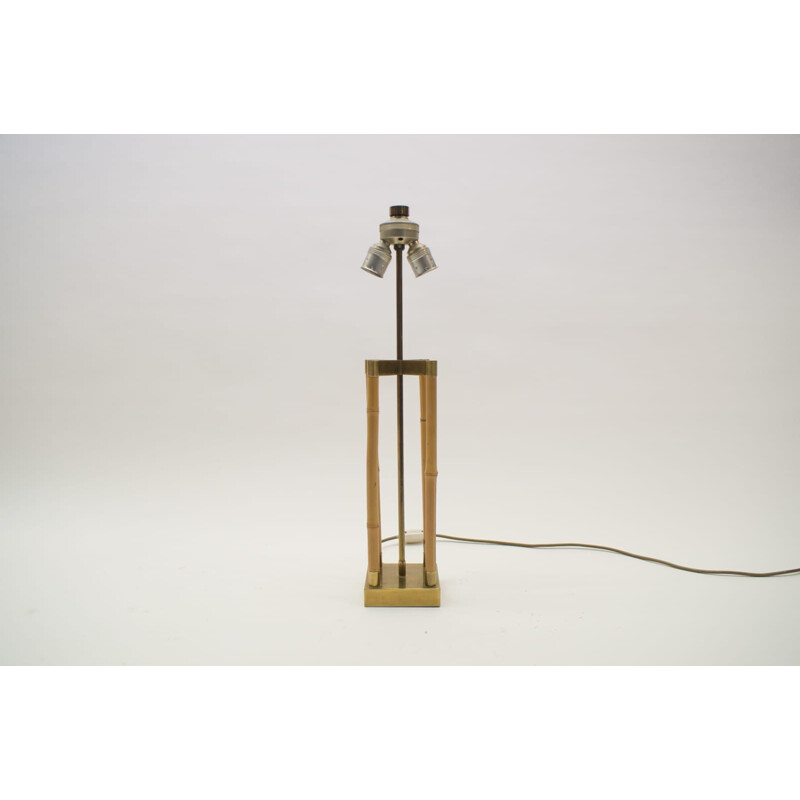 Bamboo and brass vintage table lamp, Italy, 1960s