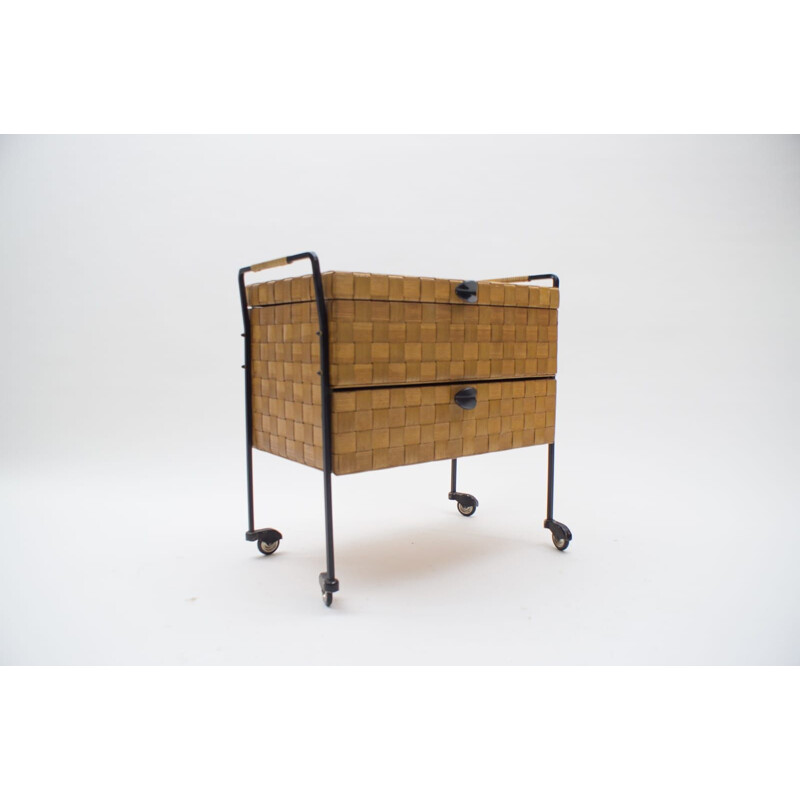 Vintage linen trolley in veneer, 1960