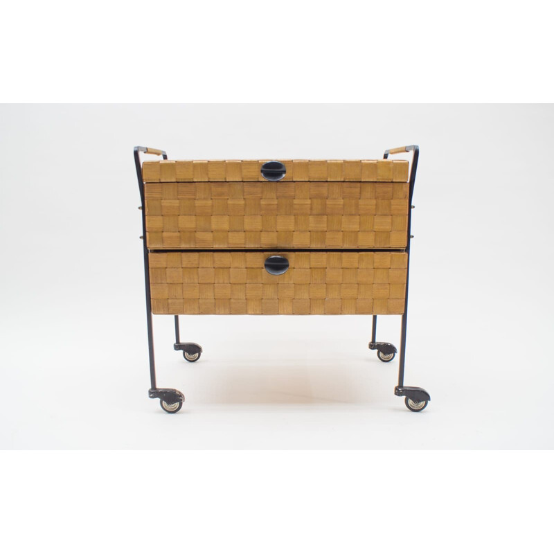 Vintage linen trolley in veneer, 1960