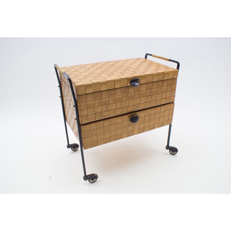 Vintage linen trolley in veneer, 1960