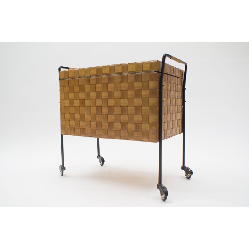 Vintage linen trolley in veneer, 1960