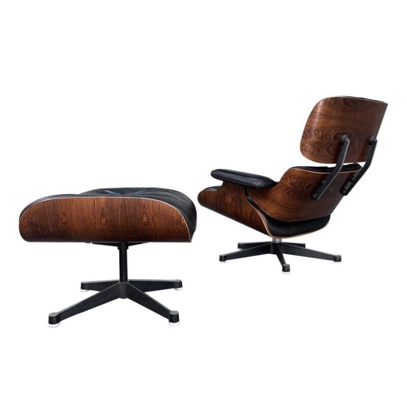 Vintage armchair and ottoman model 670-671 by Ray & Charles Eames, 1970s