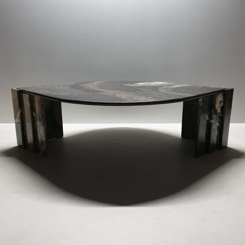 Italian marble eye shaped vintage coffee table, 1970s