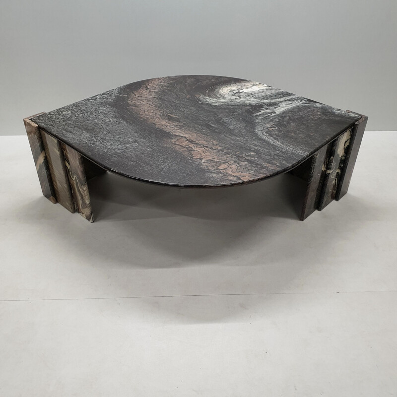 Italian Marble Eye Shaped Coffee Table, 1970s