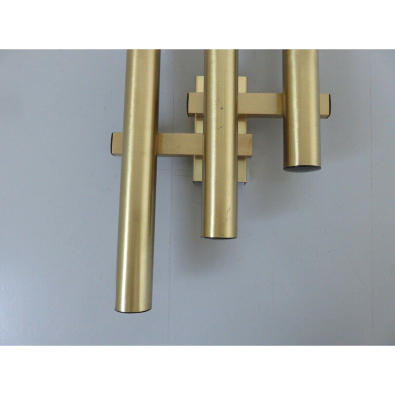 Pair of vintage wall lamps by Gaetano Sciolari in gilded brass, 1970s