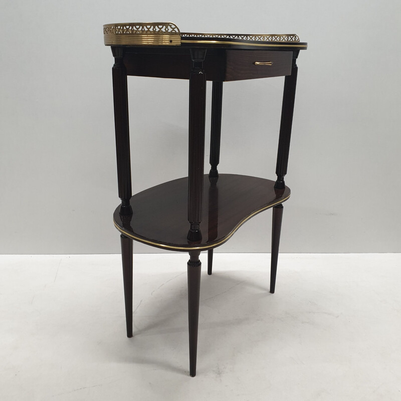 Vintage italian brass and palisander console side table, 1950
