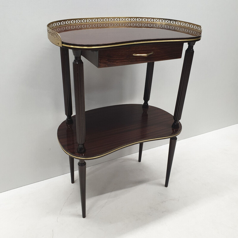 Vintage italian brass and palisander console side table, 1950
