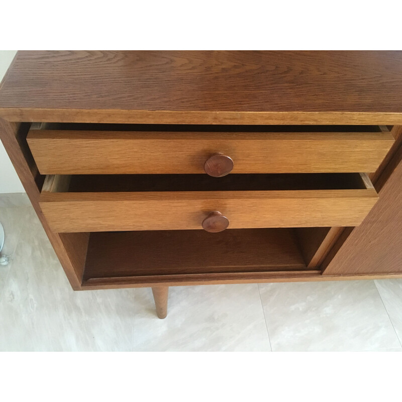 Scandinavian vintage solid oakwood sideboard, Denmark 1960