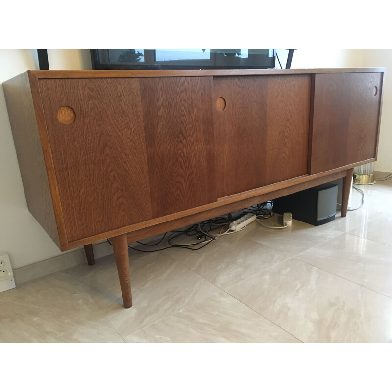 Scandinavian vintage solid oakwood sideboard, Denmark 1960