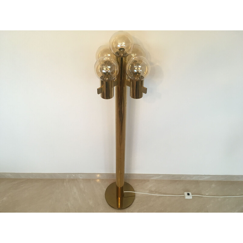 Vintage brass floor lamp by Gaetano Sciolari, Italy, 1970s