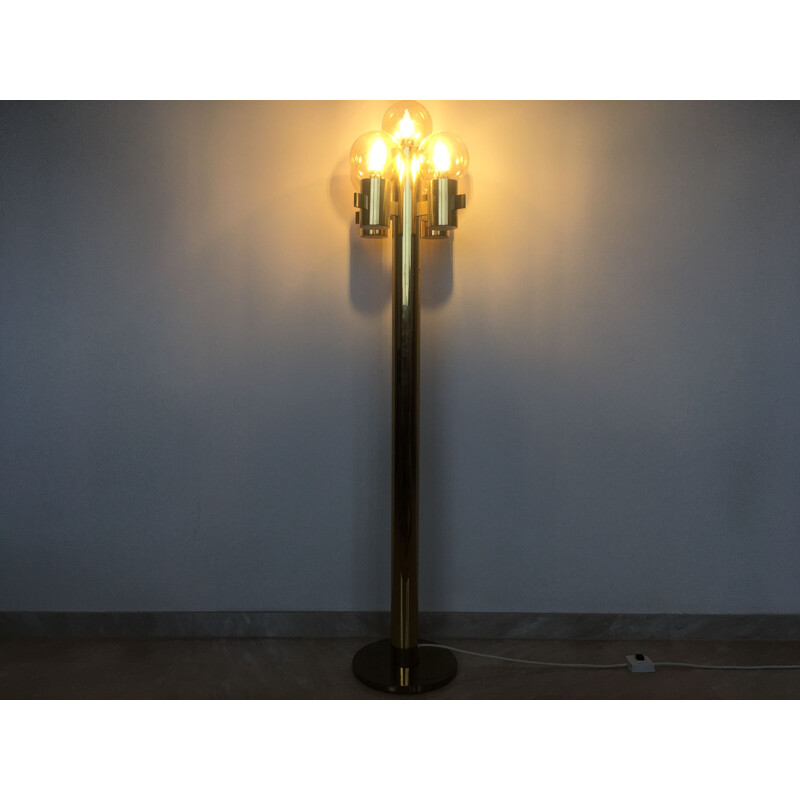 Vintage brass floor lamp by Gaetano Sciolari, Italy, 1970s