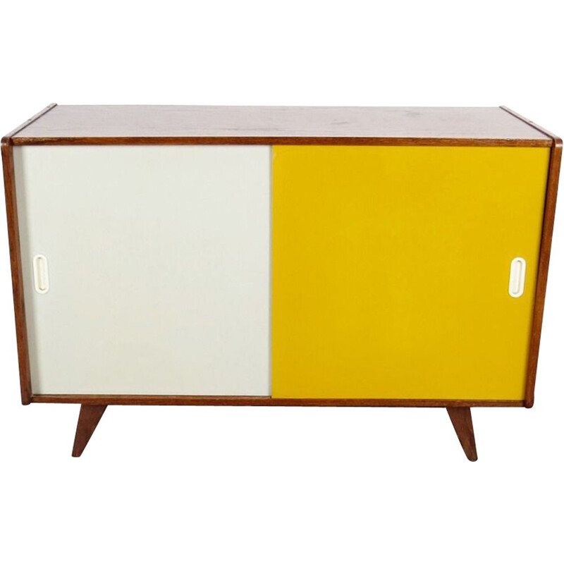 Commode vintage jaune et blanche par Jiri Jiroutek, Tchécoslovaquie, 1960