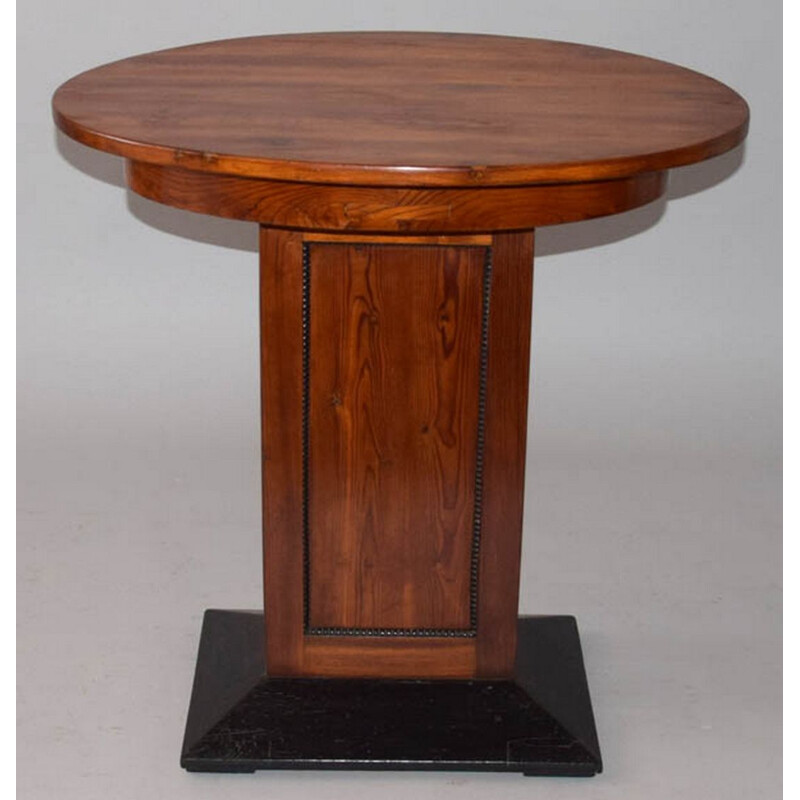 Mesa de café oval em madeira Vintage Art Deco, 1930