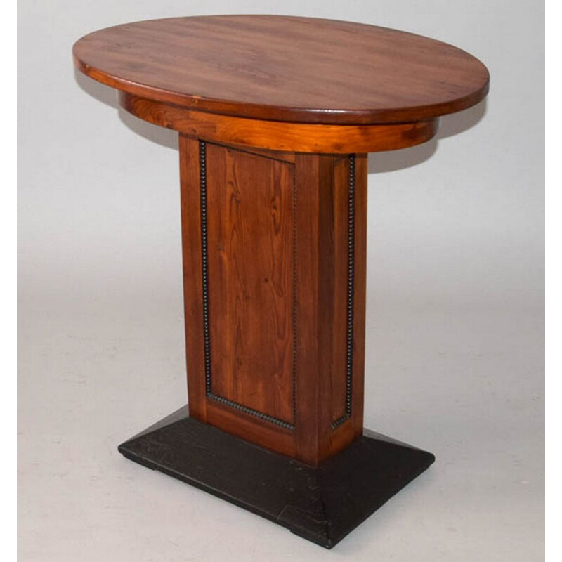 Table basse ovale vintage Art Deco en bois, 1930