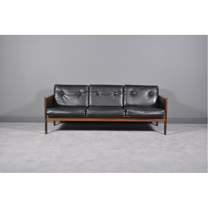 Vintage 3-Seater Leatherette Sofa, Denmark, 1960s