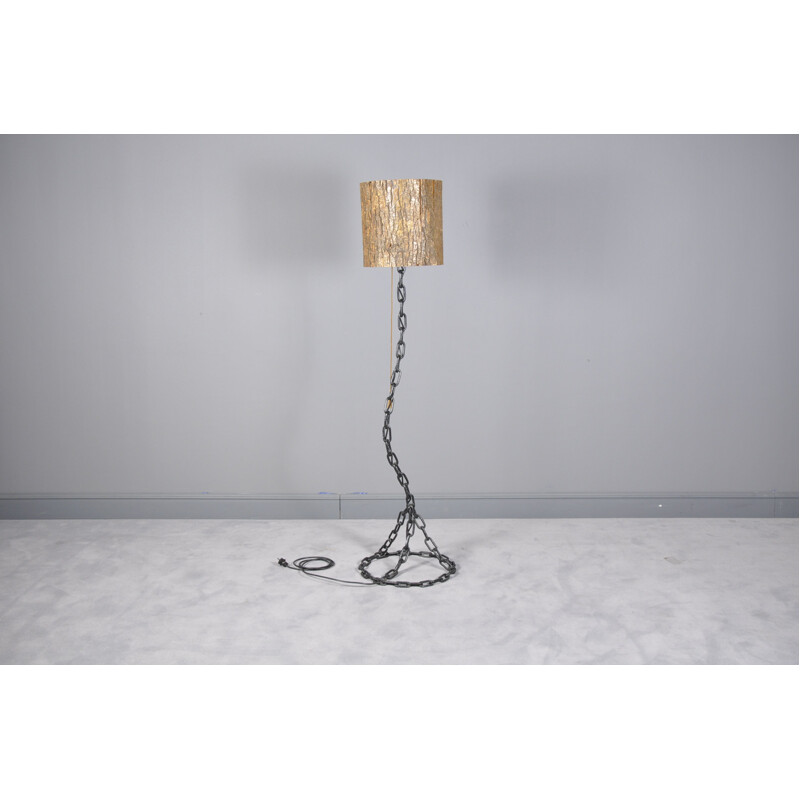 Vintage Brutalist Iron Floor Lamp, 1989