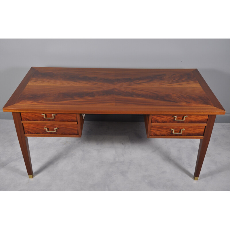 Vintage Mahogany Writing Desk, France, 1950s