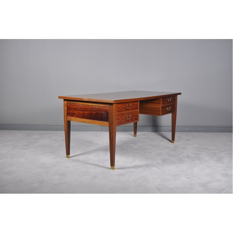 Vintage Mahogany Writing Desk, France, 1950s