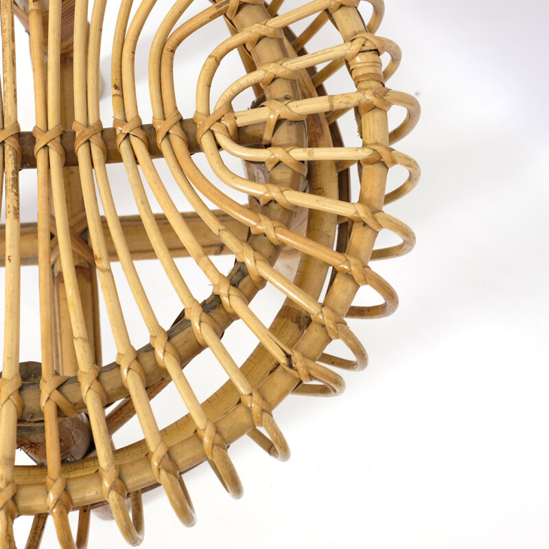 Vintage rattan stool, Italy, 1960-70s