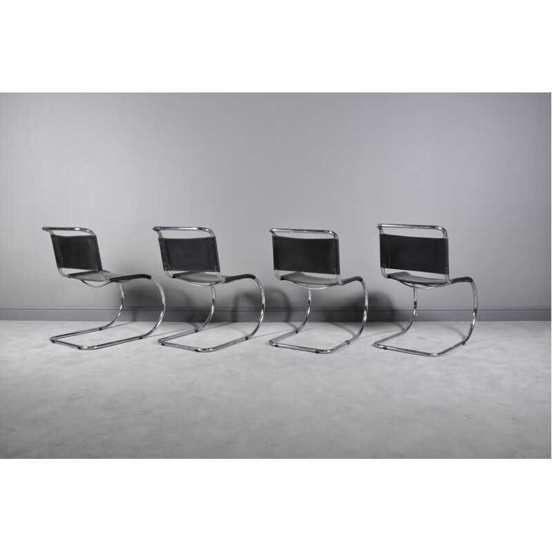 Set of 4 vintage MR10 Chairs by Ludwig Mies van der Rohe, 1970s