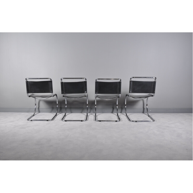 Set of 4 vintage MR10 Chairs by Ludwig Mies van der Rohe, 1970s