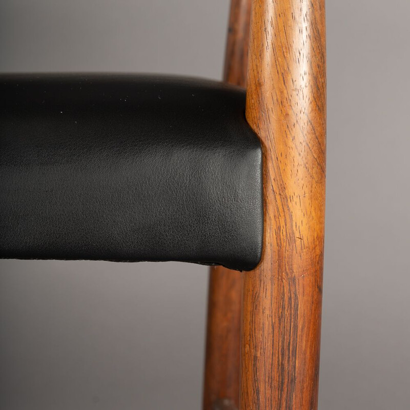 Danish Leather & Rosewood Armchairs by Kurt Olsen for Slagelse Møbelværk, 1958, Set of 2