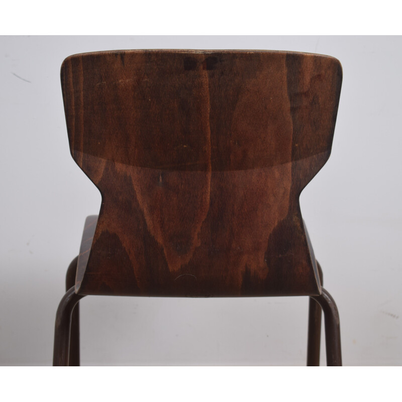 Vintage brown industrial chair with brown seating by Eromes