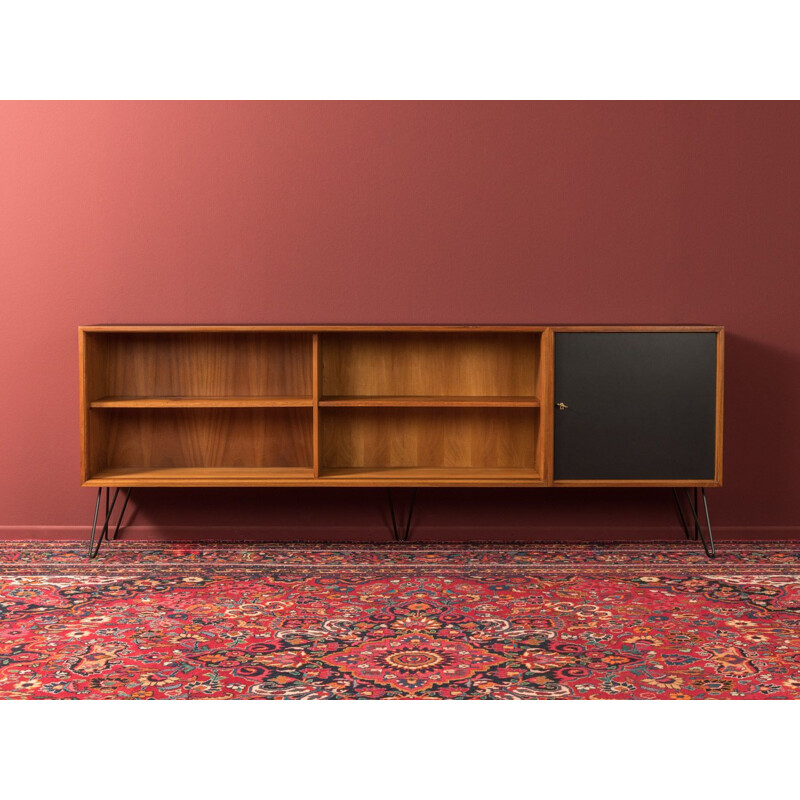 Vintage walnut sideboard with black door 1950s