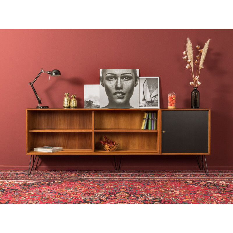 Vintage walnut sideboard with black door 1950s